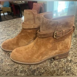 NEW TORY BURCH BROOKE SUEDE LEATHER ANKLE BOOTS BOOTIE COGNAC 6